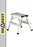 DRABEST Alu Leiter Klappbar 2 x 2 Stufen Zweiseitige Klappleiter Doppelstufenleiter max 150 kg