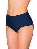 Aquarti Damen Bikinihose Bikini-Slip mit Hohem Bund, Farbe: Dunkelblau, Größe: 44