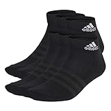 adidas Unisex Cushioned Sportswear Ankle Socks 6 Pairs, Black/White, 6.5-8