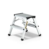 DRABEST Trittleiter Klapptritt Aluleiter Haushaltsleiter beidseitig begehbar 2 x 2 Stufen bis 125 kg...