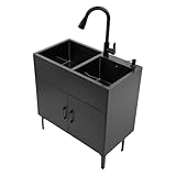 Mqwdxzfes 75x41cm Spültisch Freistehend, Edelstahl Waschbecken mit mit Unterschrank & Ausziehbar...