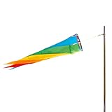 PHENO FLAGS Regenbogen Windsack, 95 cm - Bunte Gartendeko für Draußen - Windfahne für den...