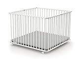 WEBABY - Laufstall Baby Faltbar Holz mit rollen und matte 100x100 Weiß | Laufgitter baby Klappbar...