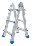 TREPPE Gelenkleiter, faltbar, teleskopisch, multifunktional, Aluminium, 4 x 3 Stufen, 2,86 m