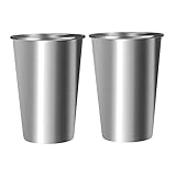 TIANTI 2 Stück Edelstahl Becher, Metall Becher, Edelstahlbecher, Edelstahl-Trinkbecher, Geeignet...