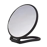 PARSA Beauty Kosmetikspiegel rund (schwarz 14,5 x 14cm) – Kleiner Spiegel zum Hängen, Stellen und...