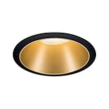 Paulmann 93395 Einbauleuchte Cole starr rund dimmbar Einbaustrahler Schwarz matt, Gold Spot...