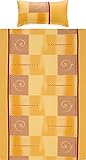 Erwin Müller Bettwäsche, Bettgarnitur Single-Jersey Ocker-gelb-rot Größe 40x80 cm / 135x200 cm -...