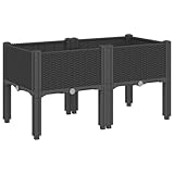 HEFZGDB Pflanzkasten mit Beinen Schwarz 80x40x42 cm PP Pflanzenkübel Anzuchttöpfe Blumentopf Gross...