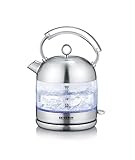 SEVERIN Retro Glas Wasserkocher, XXL-Füllvolumen von 1.7L, leistungsstarker und kompakter...