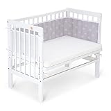 FabiMax Beistellbett Basic weiß, inkl. Matratze Comfort und Nestchen aus Netzstoff, weiße Sterne...
