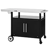 Royal Gourmet Grillwagen mit Klappbarem Seitentisch, Grilltisch mit Handtuchgriff, Unterschrank,...