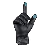 MGGMOKAY Herren Lederhandschuhe Touchscreen Kaschmir gefüttert,Schwarz,XL