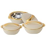 Pinnacle Thermoschüssel mit Deckel 3tlg. Set 3/2/1 Liter - Edelstahl - Warmhaltbehälter Essen,...