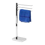 Relaxdays Handtuchständer verchromt, Handtuchhalter freistehend mit 3 Armen frei drehbare...