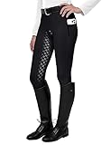 FitsT4 Sports Damen Reitleggings Silikon Vollbesatz Reithose mit Handytasche und...