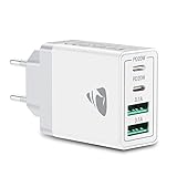 Aioneus USB C Ladegerät, 4 Ports Mehrfach Ladegerät mit USB-C und USB-A, 40W Schnellladegerät PD...