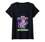 Damen Speedcubing Speed Cube Worlds Okayest Speedcuber T-Shirt mit V-Ausschnitt