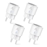 Alexa Steckdose 4er Pack, EIGHTREE Smart WLAN Steckdose mit Strommessung 16A, Sprachsteuerung &...
