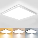 zemty LED Deckenleuchte Flach 28W 29.5cm, 3000K/4000K/6500K Deckenlampe Eckig Panel 3Farben Ultra...