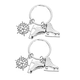 HEMOTON 2 Stück Pack Schlüsselanhänger mit Schlittschuh und Schneeflocken Motiv aus Zinklegierung...