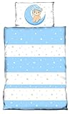 one-home Kinder Baby Bettwäsche 100x135 cm + 40x60 cm Teddy Bären Sterne Mond für Jungen und...