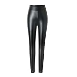 hitueu Damen Kunstleder Leggings High Waist Leggings Hose Strumpfhosen Treggins Leggins Kunstleder...