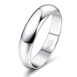 Diamday 925 Sterling Silber Ring Frauen Männer Schlicht Verlobungsring Polierte Trauring Hochzeit...