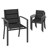 Devoko Gartenstuhl Set 4, stapelbarer Aluminium-Esszimmerstuhl, max. Belastung 160 kg, Balkonstuhl,...