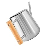 SUPVOX Edelstahl Gießkanne mit Langem Auslauf und Ergonomischem Holzgriff Kleine Blumengießkanne...