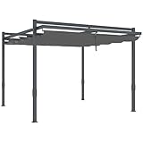 Outsunny Pergola Pavillon ca. 3,5x3m Aluminium Stabil Winterfest Sonnenschutz mit verstellbares...
