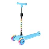 Tretroller für Kinder mit 3 Rädern mit LED, zusammenklappbar, leicht, für Kinder von 2-8 Jahren,...