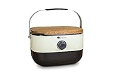 Tarrington House Mini-Gasgrill, Gusseisen/Edelstahl/Bamboo, Holzdeckel, cremefarbig/schwarz