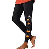 Stoffhose Damen Stretch Skinny - Yoga Hose Damen High Waist Halloween Leggings Slim Fit Yogahose...