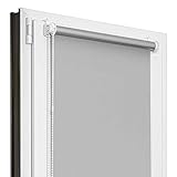 Estika Verdunklungsrollo Thermorollo ohne Bohren - 130 cm x 150 cm - Grau - 13 Stoff Farben, Rollos...
