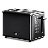 KHG - Toaster 2 Scheiben Edelstahl Touchpanel 850 W - Brötchenaufsatz, 7 Bräunungsstufen, 6...