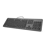 Hama USB Tastatur mit Kabel „KC-700“ (PC Tastatur Slim, mit flachen Tasten, leise Tastatur mit...