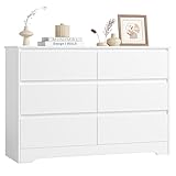 FOREHILL Kommode weiß 120cm Sideboard mit 6 Schubladen Komodenschrank für Schlafzimmer Flur...