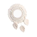 GLEAVI Baumwollseil Gewebter Wandspiegel Handgefertigt Boho Deko Runder Wandspiegel mit...