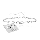 GEMAURA Silber 925 Damen Infinity Armband Mit Zirkonia, Verstellbares Gold Herz...