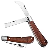 XHYASD Okuliermesser, Gartenmesser Klappbar, Veredelungsmesser mit 2 Klingen, Hippe Messer mit...