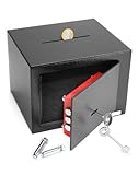 QWORK® Safe Tresor 23 x 17 x 17 cm mit Einwurfschlitz - Triple-Bit Schlüssel Möbeltresor - Hohe...