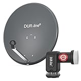 DUR-line MDA 60 Anthrazit - Digiatale 4 Teilnehmer Satellitenschüssel Komplett-Anlage mit +Ultra...