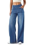 LaiEr Damen Denim Hose mit weitem Bein, hohe Taille, gerades Bein, lockere Passform,...