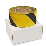 Absperrband gelb schwarz Flatterband Warnband Absperrband 500 Meter Beidseitig bedruckt für...