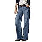 Damen Jeans Hose mit Hoher Taille Straight Y2K Style Harajuku E-Girl Streetwear Pants Casual Slim...