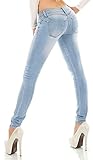 Trendstylez Damen Slim Fit Stretch Röhren Skinny Middle Waist Push Up Jeans in Light Blue J4414...