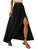 Zeagoo Rock Damen Lang Elegante Sommer Röcke A-Linie Elastische Hohe Taille Maxirock Einfarbig...