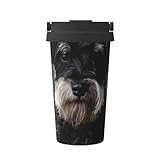InOmak Schnauzer-Porträt Dunkelgrau,500-ml-Kaffeebecher, isolierte Edelstahl-Wasserflasche,...