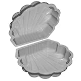 Wassermuschel Sandmuschel Sandkasten 2-teilig aus Kunststoff Muschel mit Deckel (grau mit Seesterne)